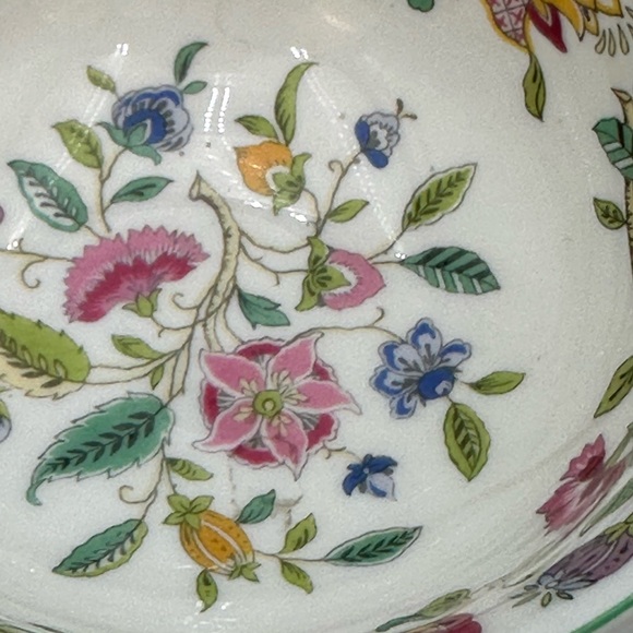Minton Haddon Hall Chintz w Green Trim Soup Cream Bowl  with Stand - Picture 11 of 16